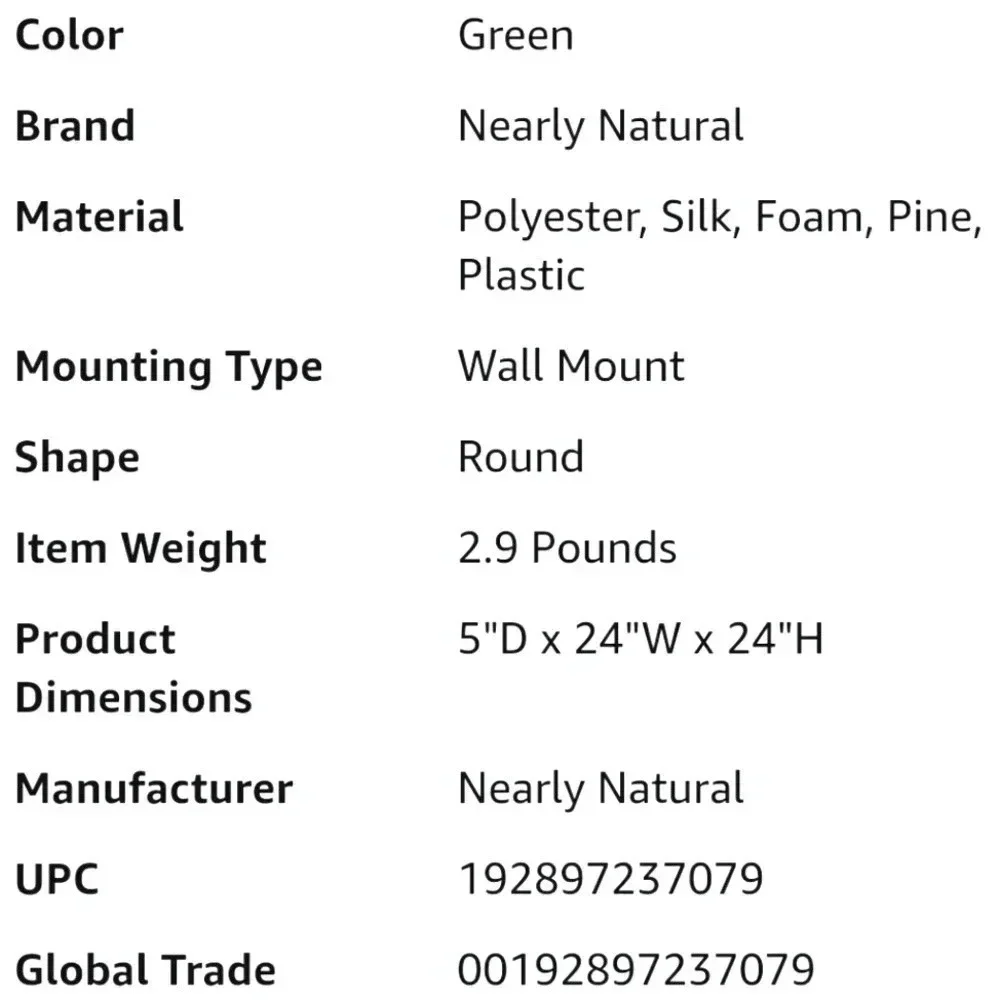 NWT Nearly Natural 24
